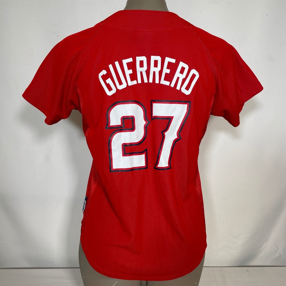 Vladimir Guerrero #27 Los Angeles Angels MLB Majestic Red Jersey Women's SMALL